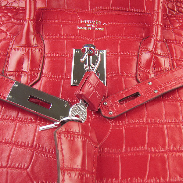 High Quality Fake Hermes Birkin 35CM Crocodile Veins Leather Bag Red 6089 - Click Image to Close
